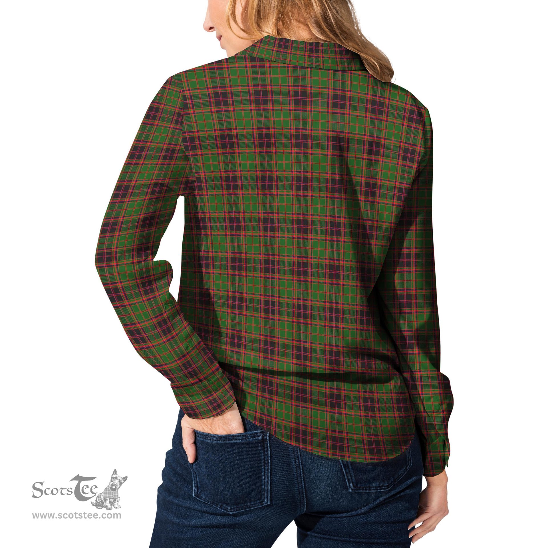 ScotsTee Shop Scottish Buchan Modern Clan Tartan Womens Long Sleeve Shirt