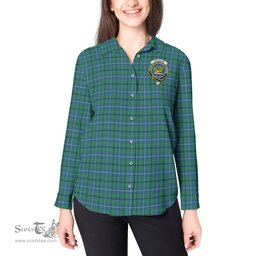 ScotsTee Shop Scottish Douglas Ancient Clan Crest Tartan Womens Long Sleeve Shirt