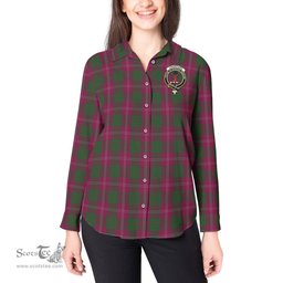 ScotsTee Shop Scottish Crawford Clan Crest Tartan Womens Long Sleeve Shirt