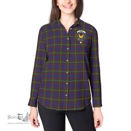 ScotsTee Shop Scottish Durie Clan Crest Tartan Womens Long Sleeve Shirt