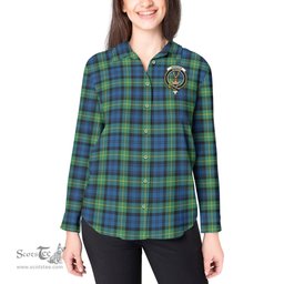 ScotsTee Shop Scottish Gordon Ancient Clan Crest Tartan Womens Long Sleeve Shirt