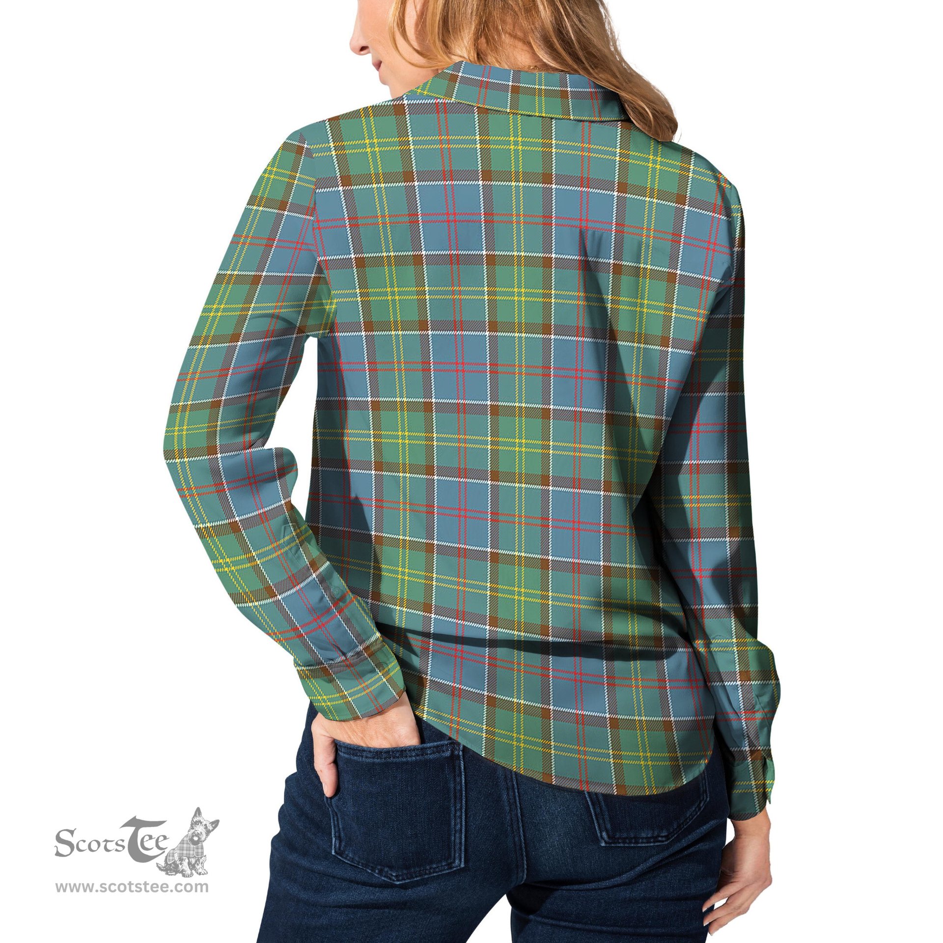 ScotsTee Shop Scottish Colville Clan Tartan Womens Long Sleeve Shirt