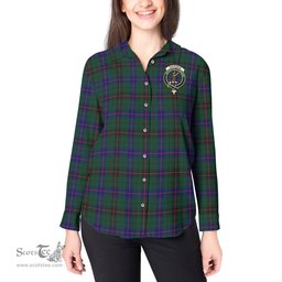 ScotsTee Shop Scottish Davidson Modern Clan Crest Tartan Womens Long Sleeve Shirt