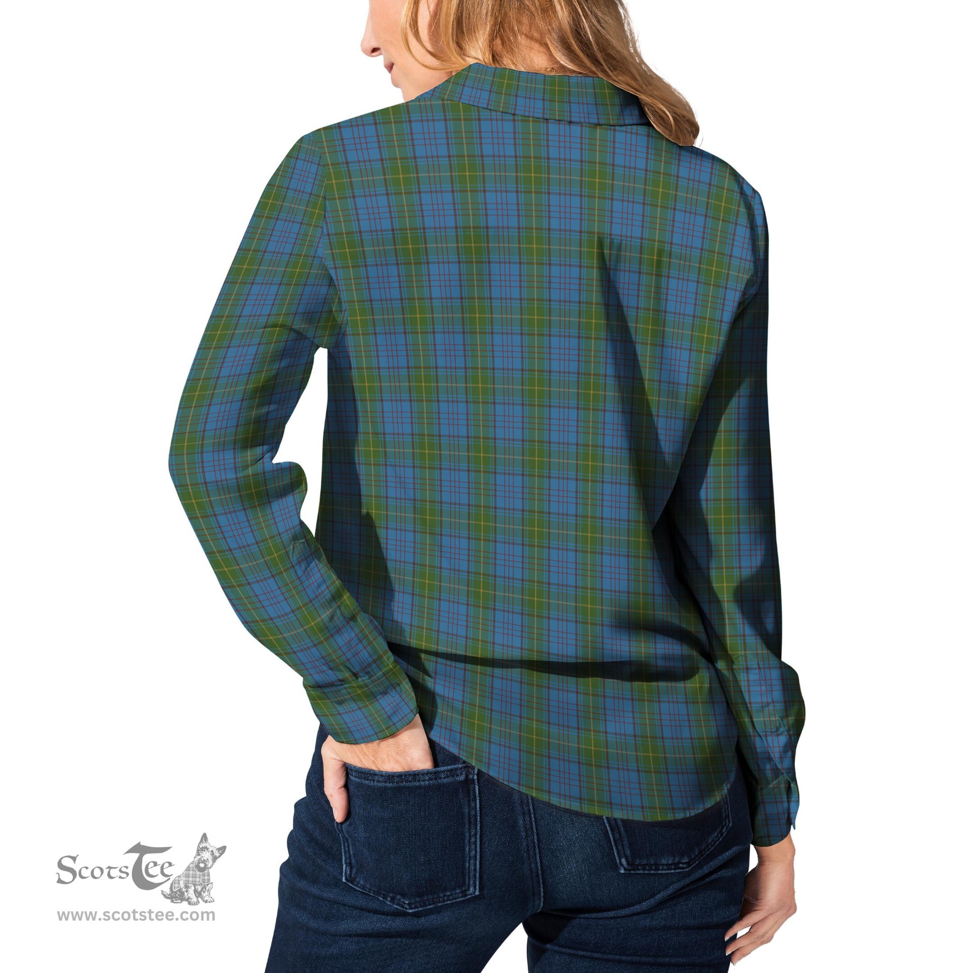 ScotsTee Shop Scottish Donegal County Ireland Clan Tartan Womens Long Sleeve Shirt