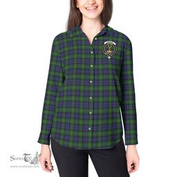 ScotsTee Shop Scottish Gordon Clan Crest Tartan Womens Long Sleeve Shirt