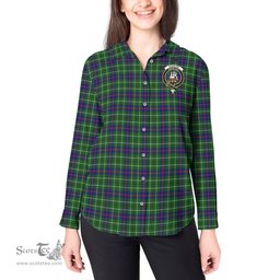 ScotsTee Shop Scottish Duncan Modern Clan Crest Tartan Womens Long Sleeve Shirt