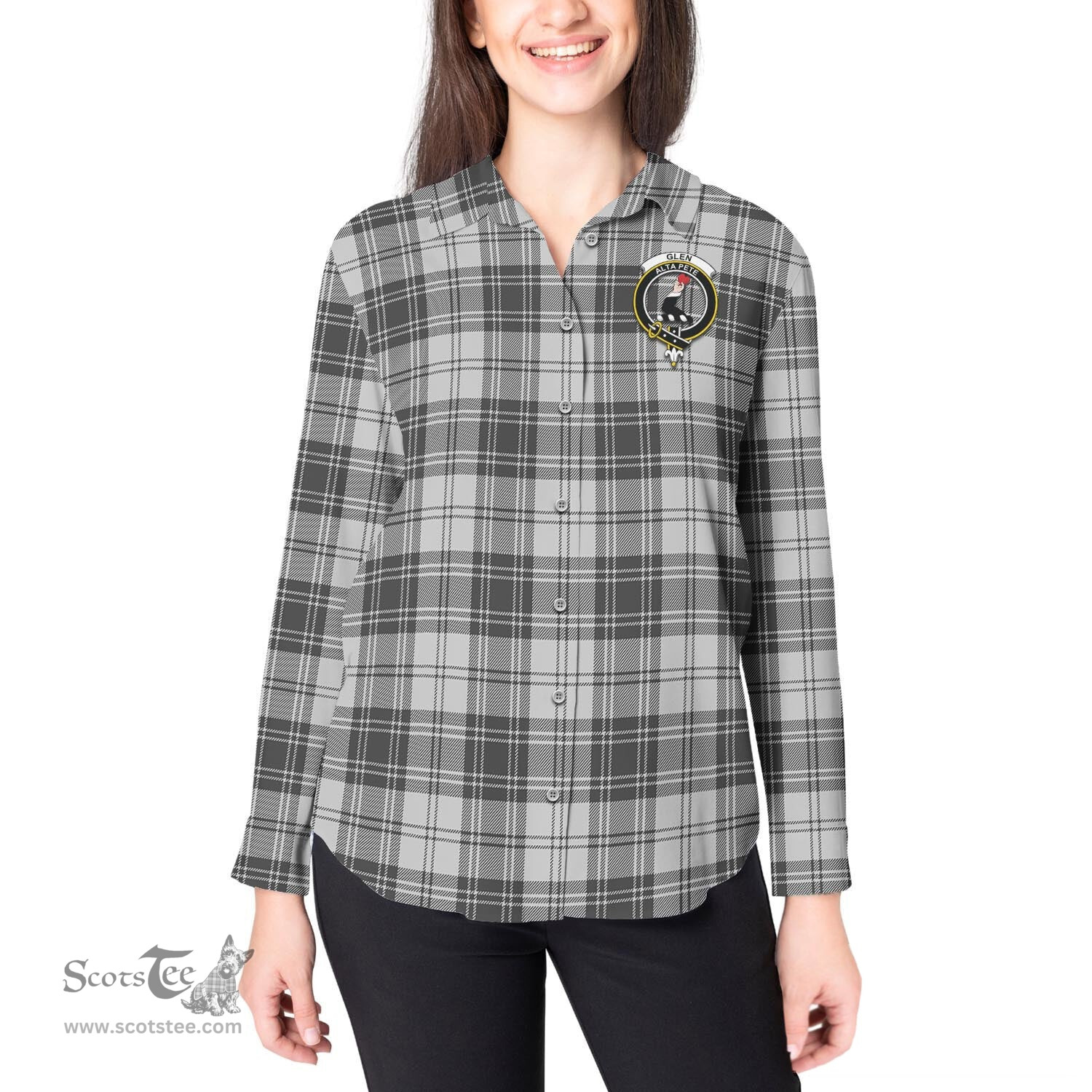 ScotsTee Shop Scottish Glen Clan Crest Tartan Womens Long Sleeve Shirt