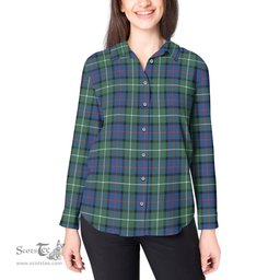 ScotsTee Shop Scottish Davidson of Tulloch Clan Tartan Womens Long Sleeve Shirt