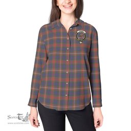 ScotsTee Shop Scottish Fraser Hunting Modern Clan Crest Tartan Womens Long Sleeve Shirt