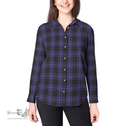 ScotsTee Shop Scottish Dunlop Clan Tartan Womens Long Sleeve Shirt