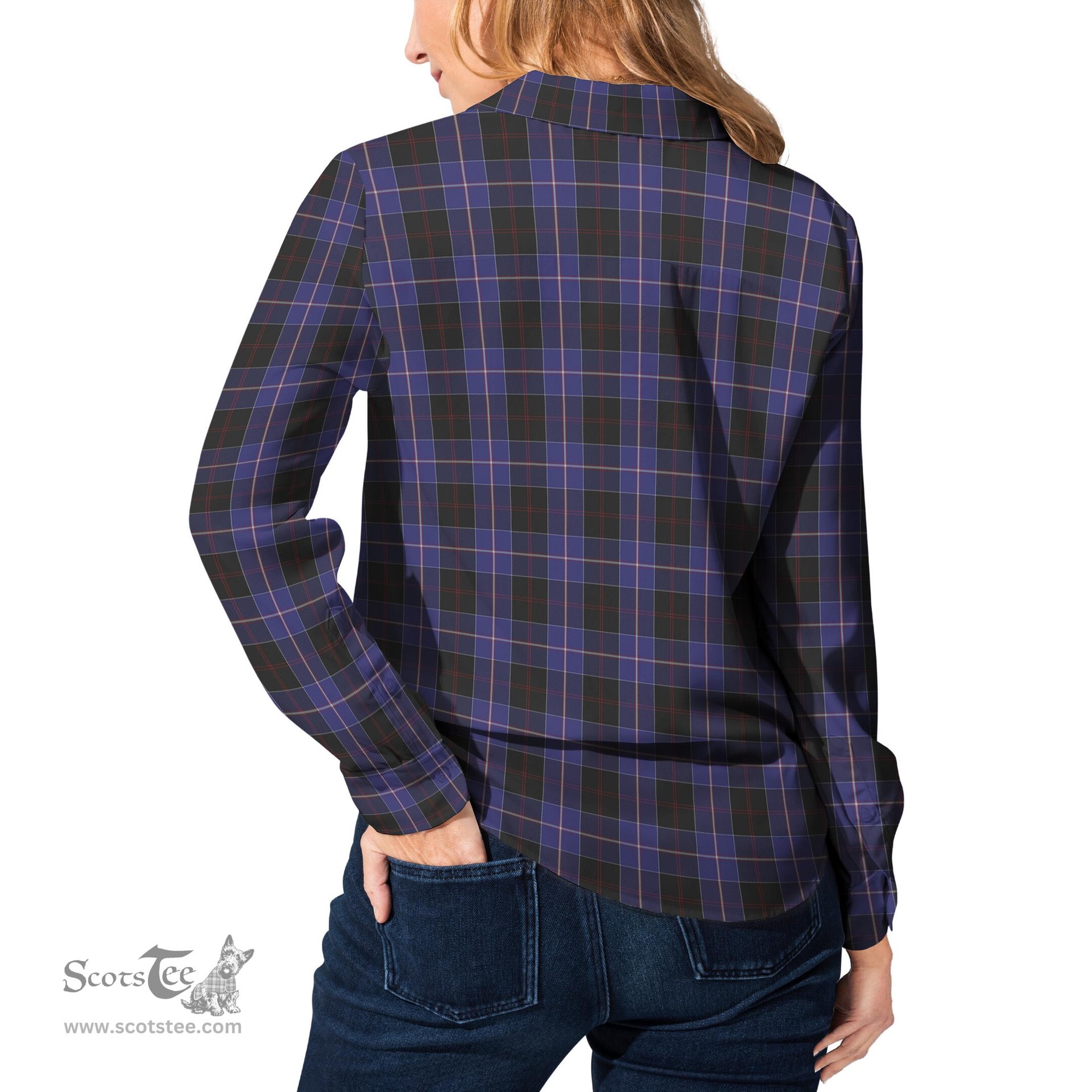 ScotsTee Shop Scottish Dunlop Clan Tartan Womens Long Sleeve Shirt