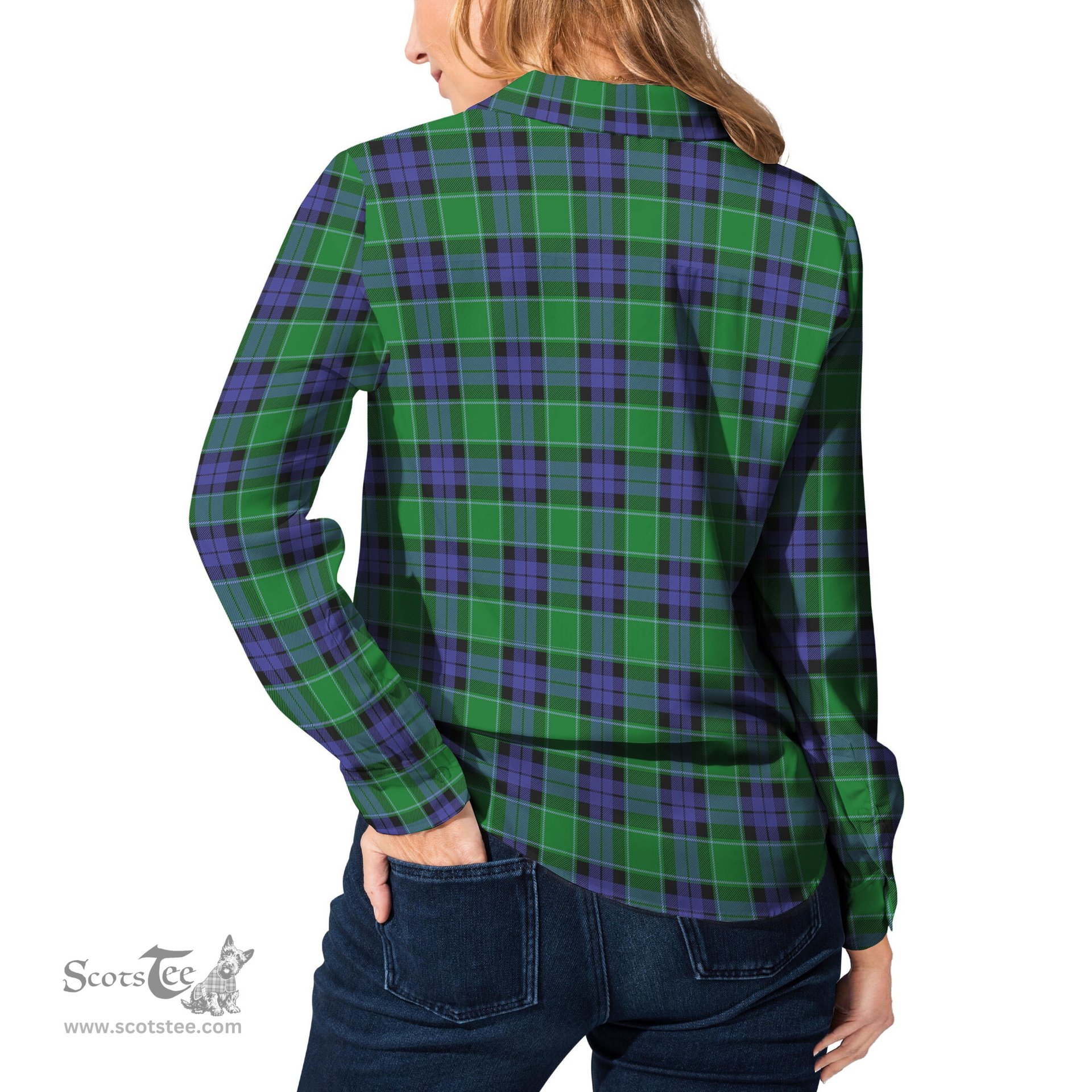 ScotsTee Shop Scottish Graham of Menteith Modern Clan Tartan Womens Long Sleeve Shirt