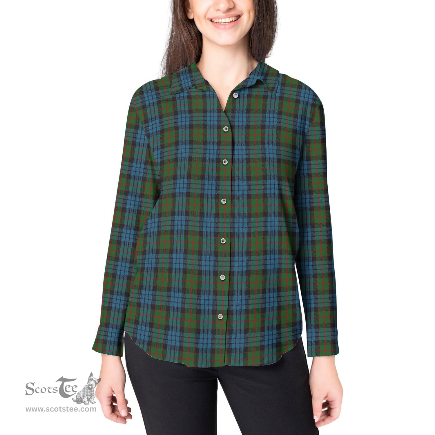 ScotsTee Shop Scottish Fletcher of Dunans Clan Tartan Womens Long Sleeve Shirt