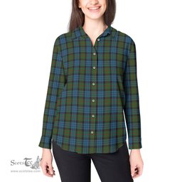 ScotsTee Shop Scottish Fletcher of Dunans Clan Tartan Womens Long Sleeve Shirt