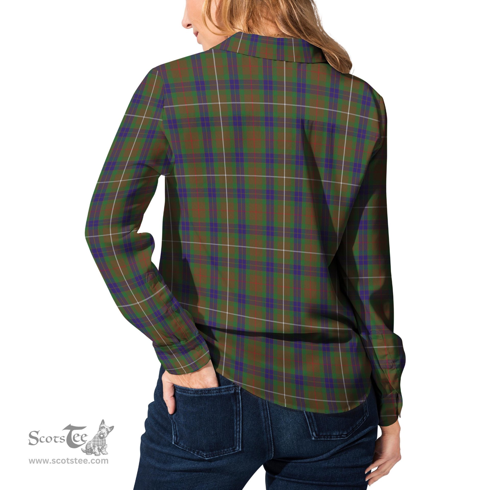 ScotsTee Shop Scottish Fraser Hunting Clan Tartan Womens Long Sleeve Shirt