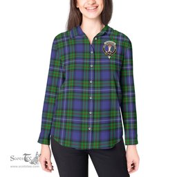 ScotsTee Shop Scottish Donnachaidh Clan Crest Tartan Womens Long Sleeve Shirt