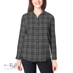 ScotsTee Shop Scottish Drummond Grey Clan Tartan Womens Long Sleeve Shirt