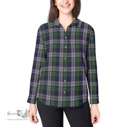 ScotsTee Shop Scottish Colquhoun Dress Clan Tartan Womens Long Sleeve Shirt