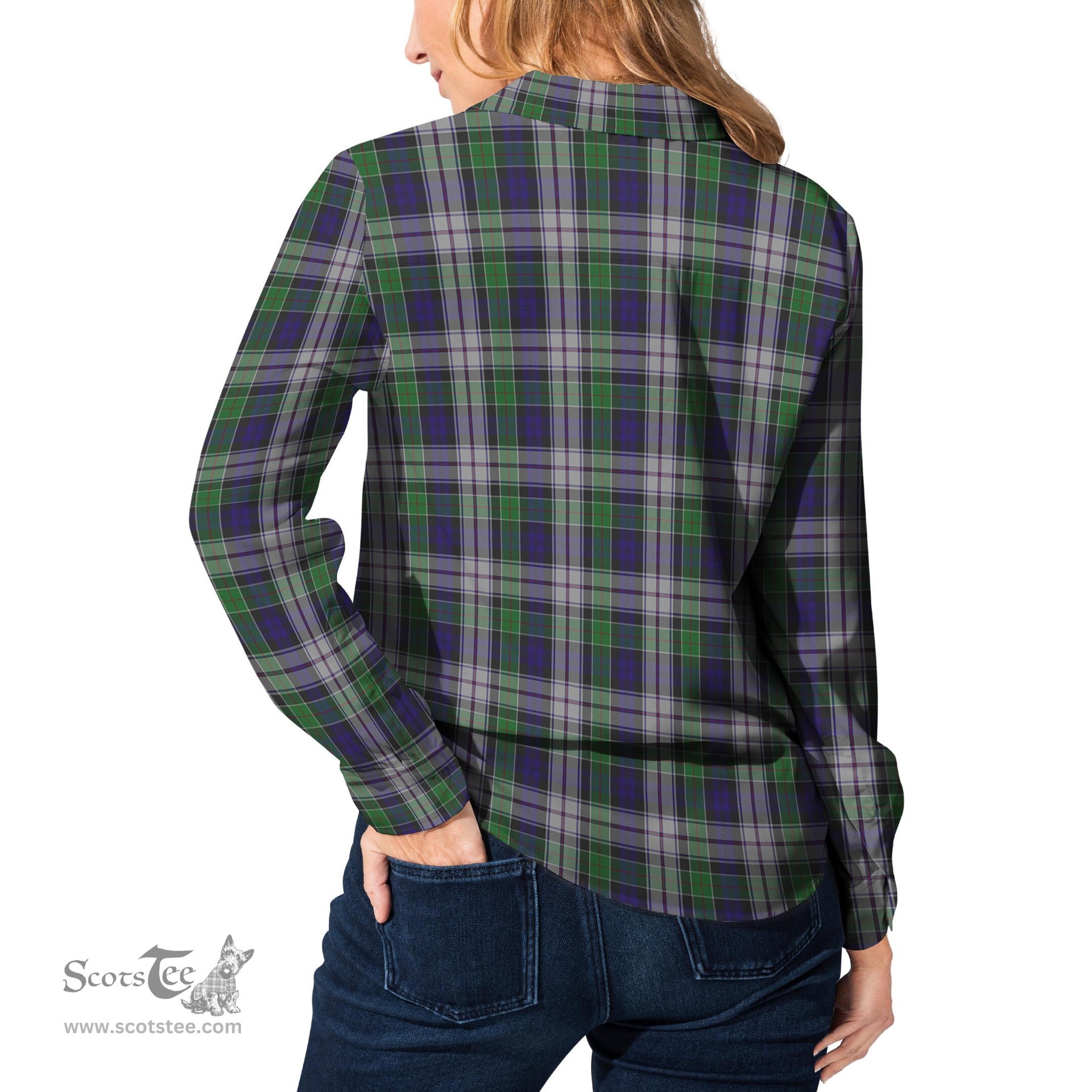 ScotsTee Shop Scottish Colquhoun Dress Clan Tartan Womens Long Sleeve Shirt