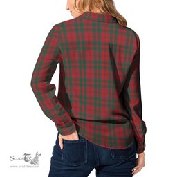 ScotsTee Shop Scottish Dundas Red Clan Crest Tartan Womens Long Sleeve Shirt