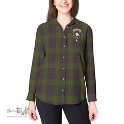 ScotsTee Shop Scottish Cunningham Hunting Modern Clan Crest Tartan Womens Long Sleeve Shirt