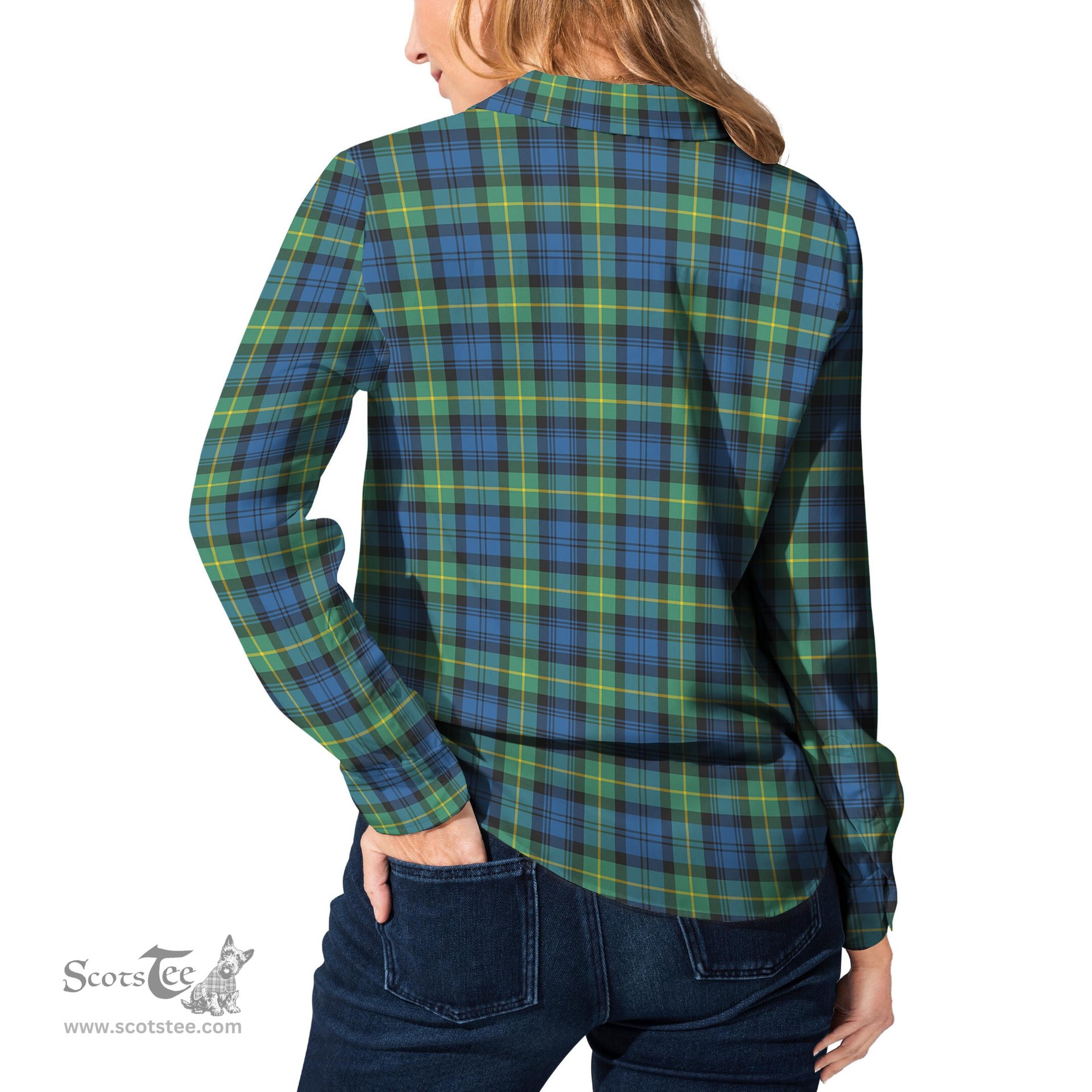 ScotsTee Shop Scottish Gordon Ancient Clan Tartan Womens Long Sleeve Shirt