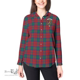ScotsTee Shop Scottish Fotheringham Modern Clan Crest Tartan Womens Long Sleeve Shirt