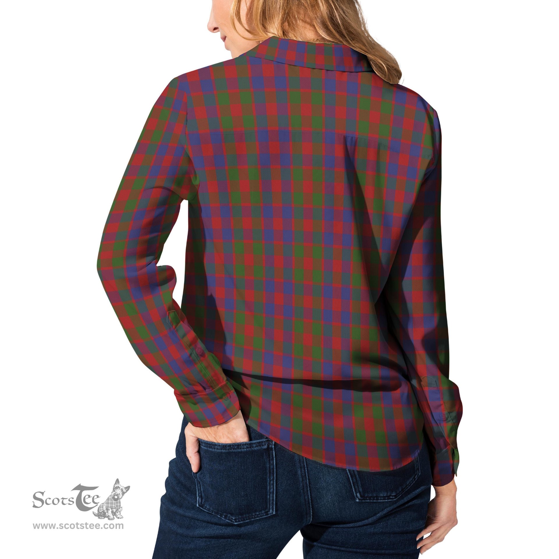ScotsTee Shop Scottish Gow Clan Tartan Womens Long Sleeve Shirt