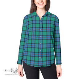 ScotsTee Shop Scottish Flower Of Scotland Clan Tartan Womens Long Sleeve Shirt