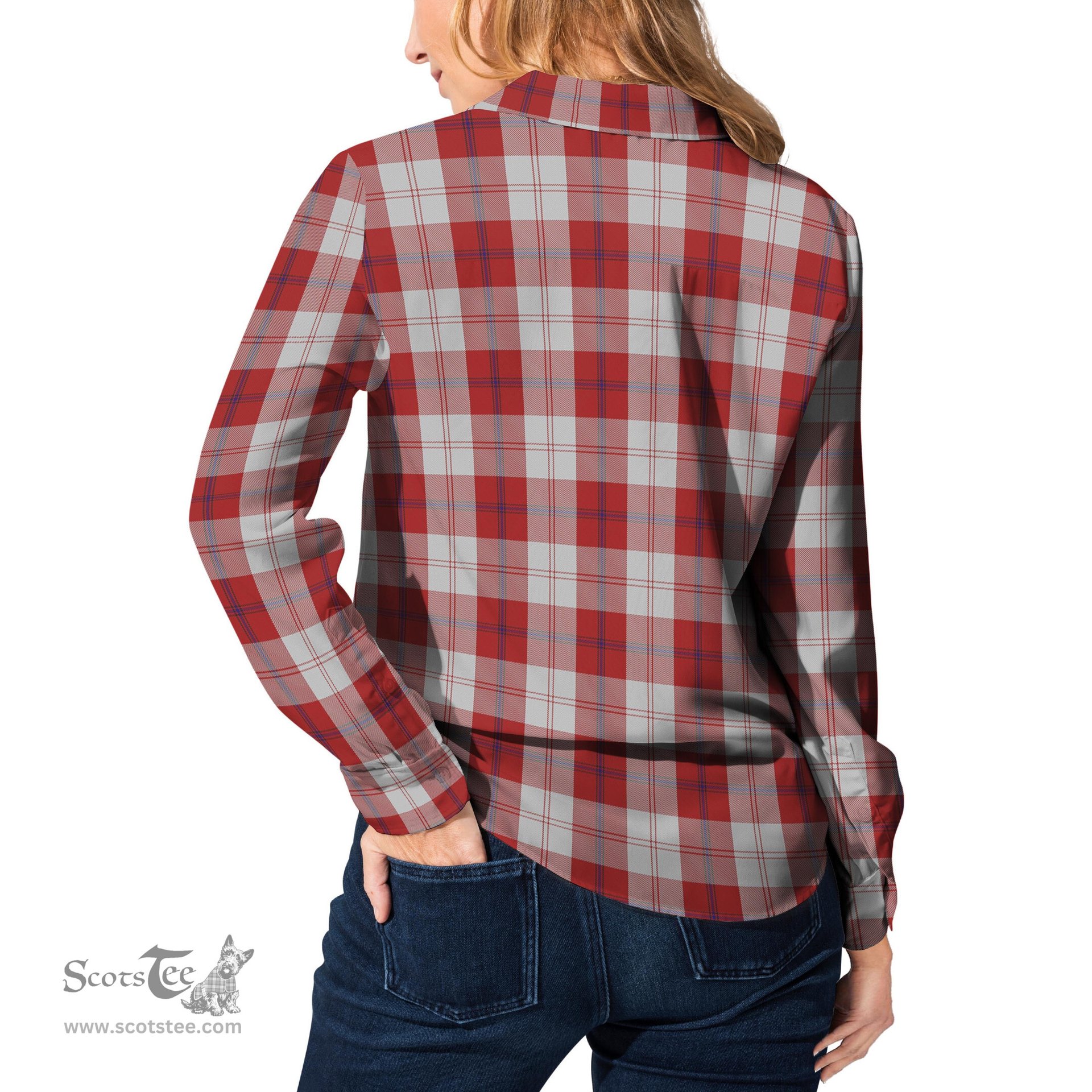 ScotsTee Shop Scottish Cunningham Dress Clan Tartan Womens Long Sleeve Shirt