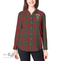 ScotsTee Shop Scottish Drummond Clan Crest Tartan Womens Long Sleeve Shirt