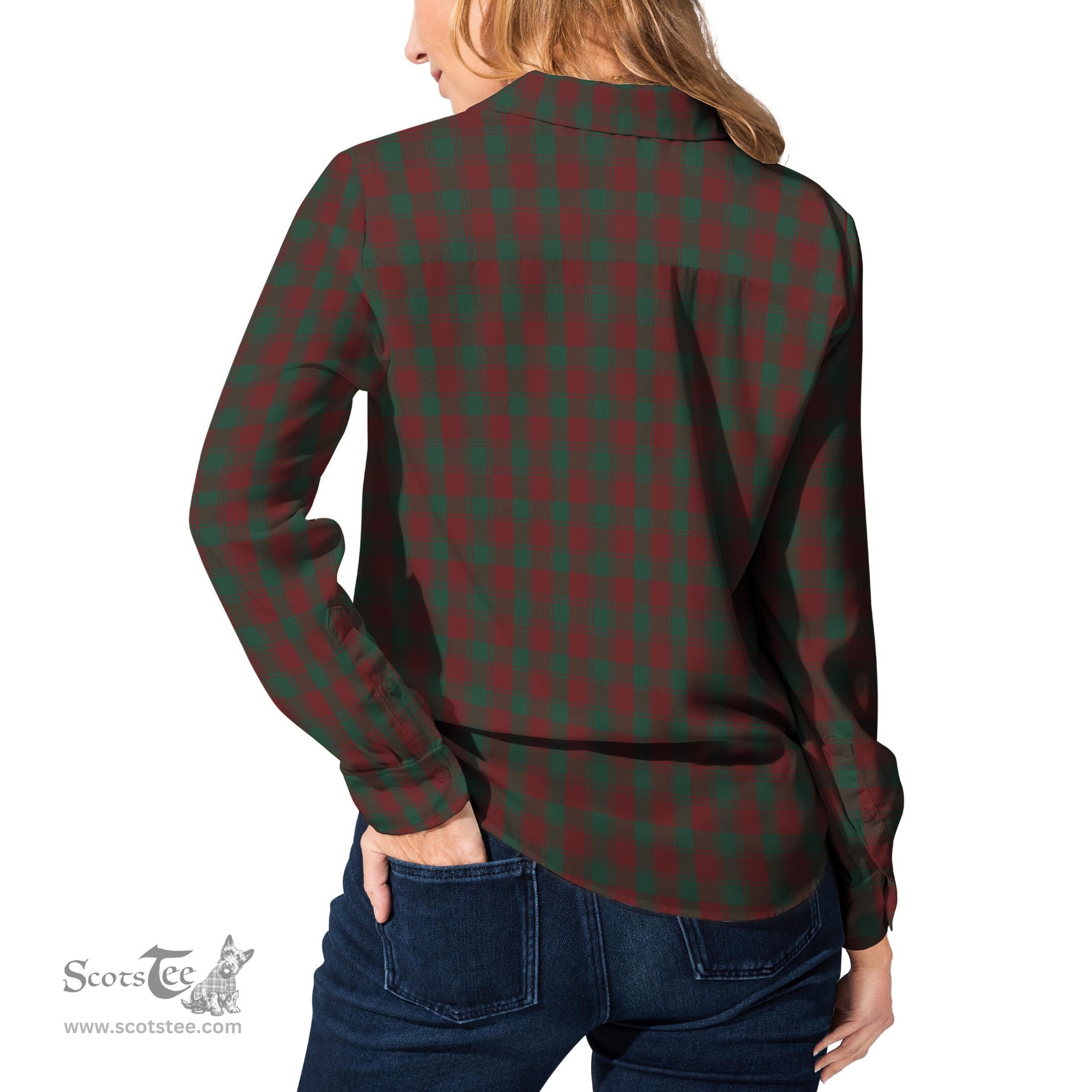 ScotsTee Shop Scottish Donachie of Brockloch Clan Tartan Womens Long Sleeve Shirt