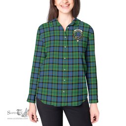 ScotsTee Shop Scottish Forsyth Ancient Clan Crest Tartan Womens Long Sleeve Shirt