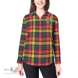 ScotsTee Shop Scottish Dewar Clan Crest Tartan Womens Long Sleeve Shirt