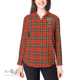 ScotsTee Shop Scottish Drummond of Perth Clan Crest Tartan Womens Long Sleeve Shirt