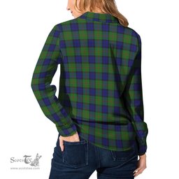 ScotsTee Shop Scottish Dundas Modern Clan Crest Tartan Womens Long Sleeve Shirt