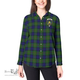 ScotsTee Shop Scottish Dundas Modern Clan Crest Tartan Womens Long Sleeve Shirt