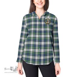 ScotsTee Shop Scottish Gordon Dress Ancient Clan Crest Tartan Womens Long Sleeve Shirt