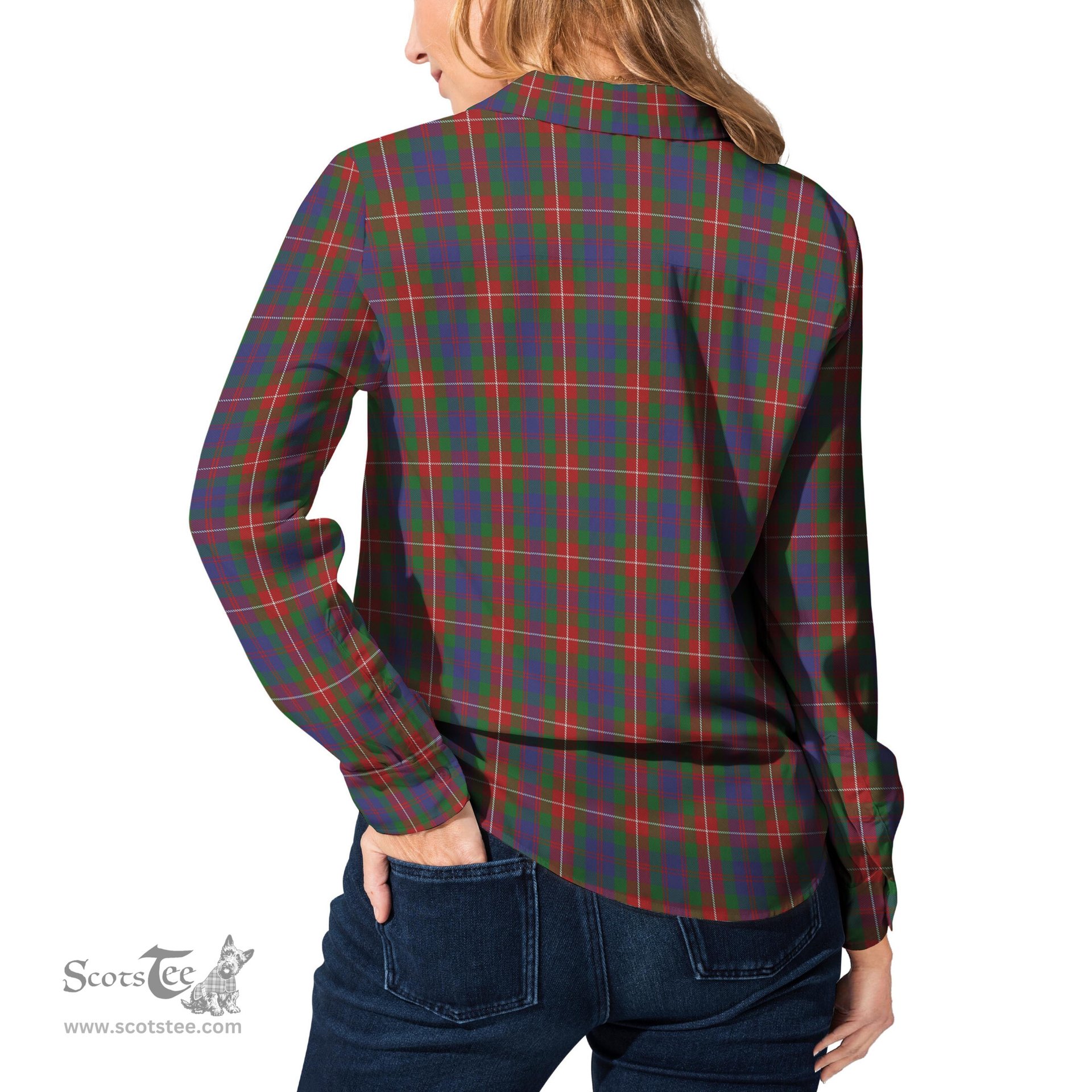 ScotsTee Shop Scottish Fraser of Lovat Clan Tartan Womens Long Sleeve Shirt