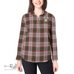 ScotsTee Shop Scottish Lindsay Dress Red Clan Crest Tartan Womens Long Sleeve Shirt