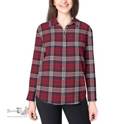 ScotsTee Shop Scottish MacDonald Dress Irish Clan Tartan Womens Long Sleeve Shirt