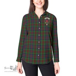ScotsTee Shop Scottish MacDuff Hunting Clan Crest Tartan Womens Long Sleeve Shirt