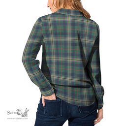 ScotsTee Shop Scottish Kennedy Modern Clan Crest Tartan Womens Long Sleeve Shirt