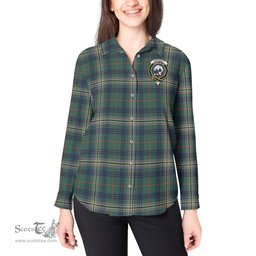 ScotsTee Shop Scottish Kennedy Modern Clan Crest Tartan Womens Long Sleeve Shirt