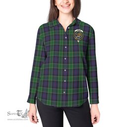 ScotsTee Shop Scottish Leslie Hunting Clan Crest Tartan Womens Long Sleeve Shirt