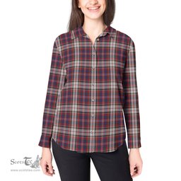 ScotsTee Shop Scottish MacFarlane Dress Clan Tartan Womens Long Sleeve Shirt