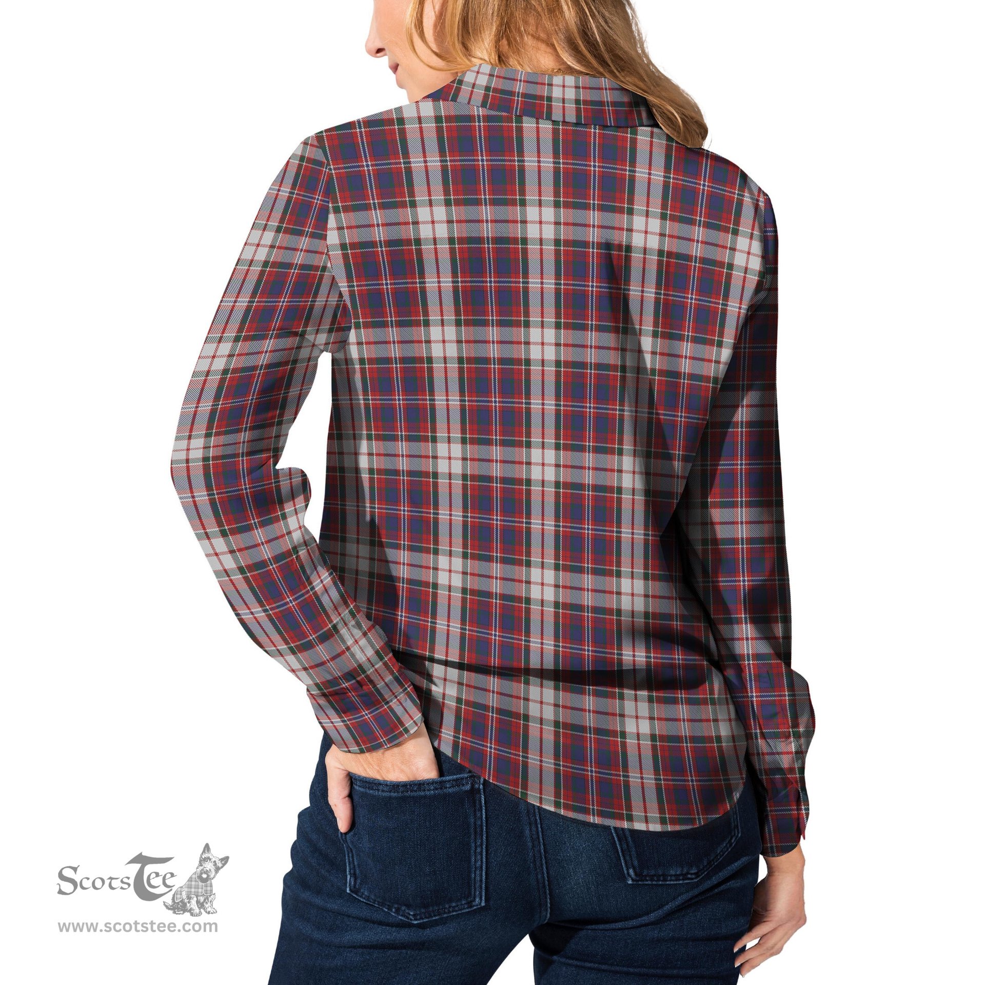 ScotsTee Shop Scottish MacFarlane Dress Clan Tartan Womens Long Sleeve Shirt