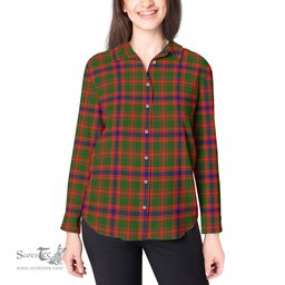 ScotsTee Shop Scottish Kinninmont Clan Tartan Womens Long Sleeve Shirt