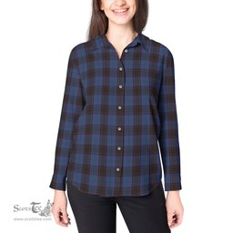 ScotsTee Shop Scottish Home (Hume) Clan Tartan Womens Long Sleeve Shirt