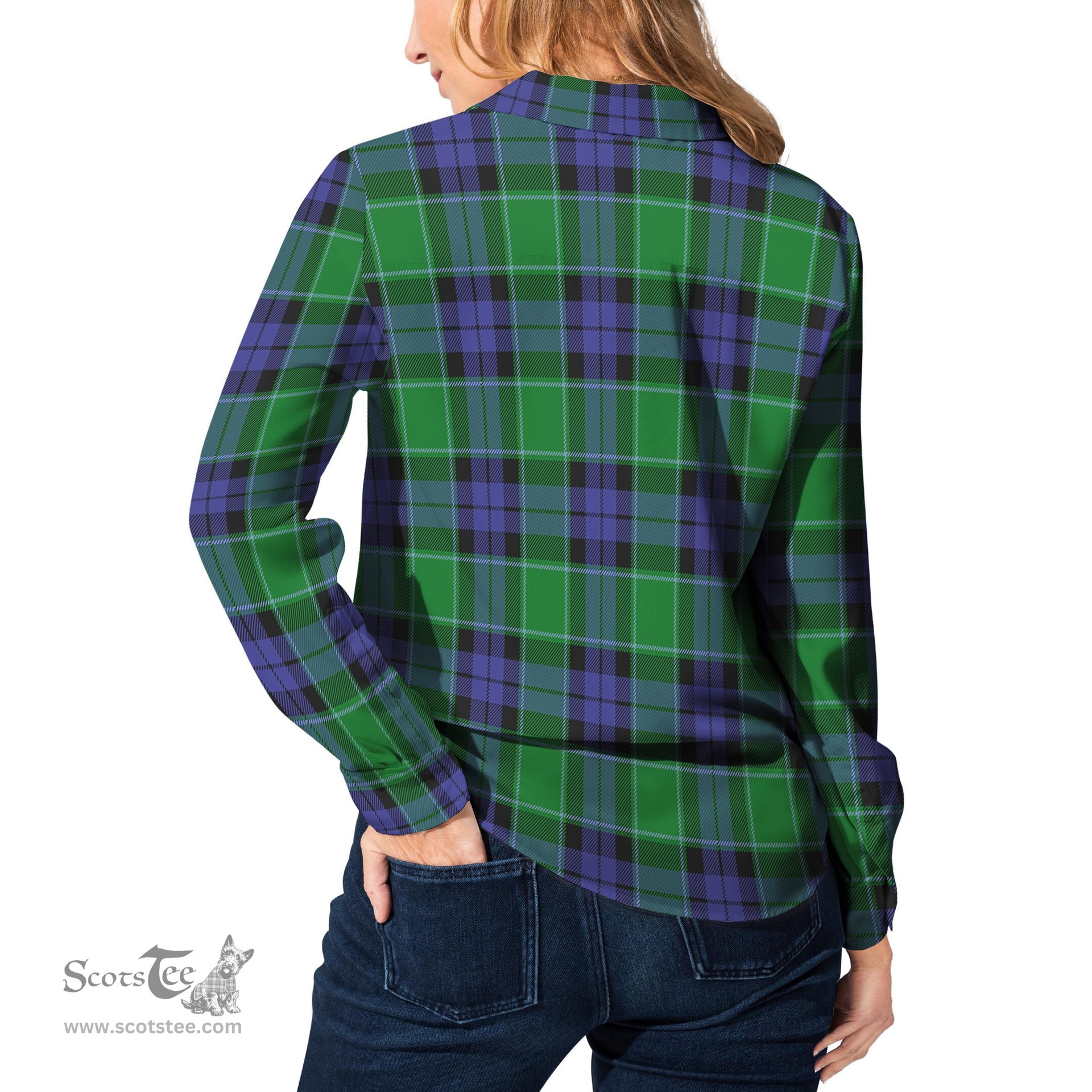 ScotsTee Shop Scottish Haldane Clan Tartan Womens Long Sleeve Shirt
